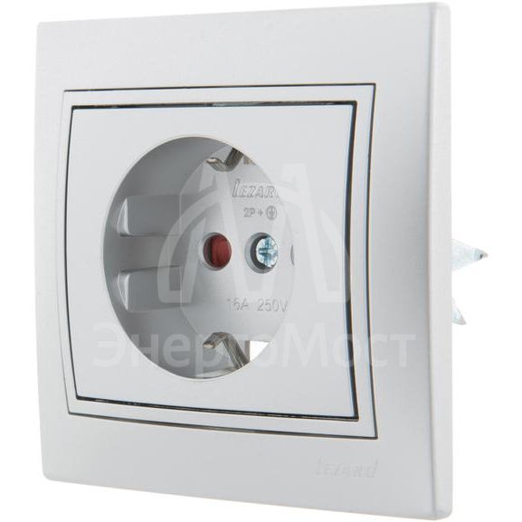 Розетка 1-м СП Мира защ. шторки с заземл. метал. сер. LEZARD 701-1010-124