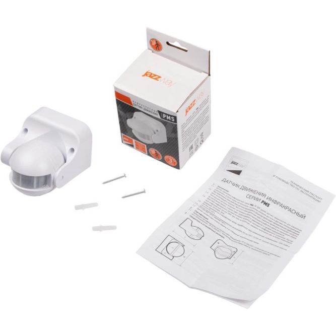 Датчик движения PMS-IR 009 1200Вт 180град. 12м IP44 WH JazzWay 5012912