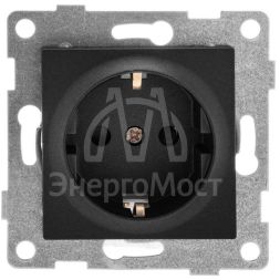Розетка 1-м СП Ugra 16А 250В с заземл. защ. шторки механизм графит GUSI С11Р4-010