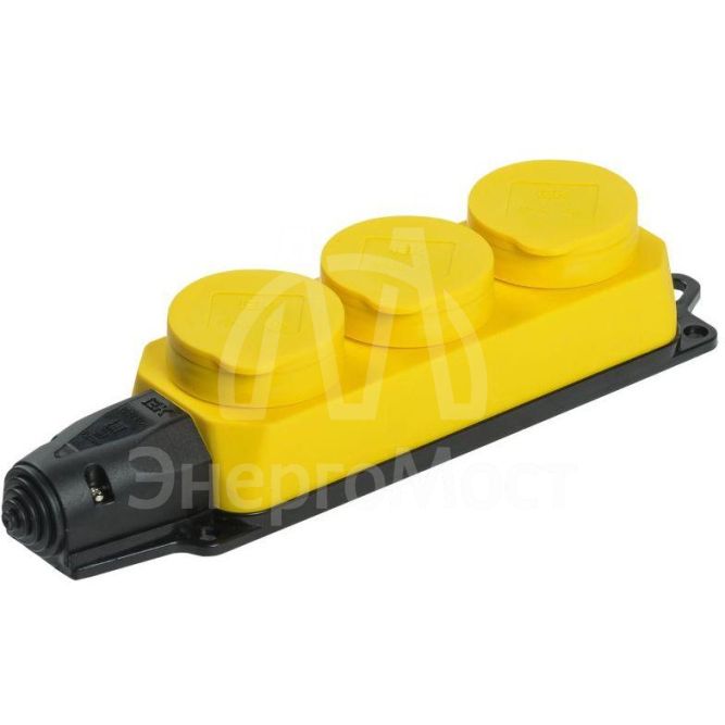 Розетка 3-м ОМЕГА РБ33-1-0м IP44 каучук желт. IEK PKR61-016-2-K05