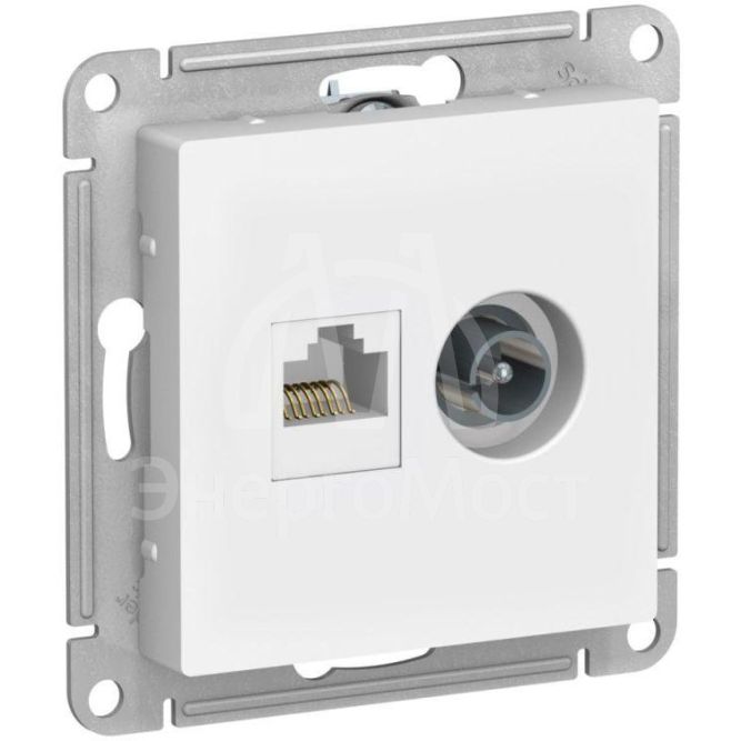 Розетка компьютерная + телевизионная 2-м AtlasDesign RJ45 кат. 5Е + TV механизм лотос SE ATN001389