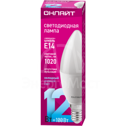 Лампа светодиодная 90 056 OLL-C37-12-230-6.5K-E14-FR ОНЛАЙТ 90056