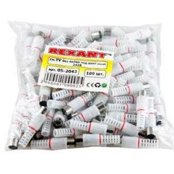Разъем гнездо TV без пайки бел. (уп.100шт) Rexant 05-2043