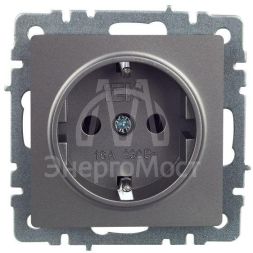 Розетка 1-м СП BRITE РС11-1-0-БрС 16А с заземл. без защ. шторки сталь IEK BR-R11-16-K46