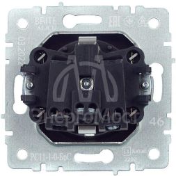 Розетка 1-м СП BRITE РС11-1-0-БрС 16А с заземл. без защ. шторки сталь IEK BR-R11-16-K46