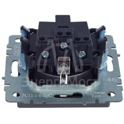 Розетка 1-м СП BRITE РС11-1-0-БрС 16А с заземл. без защ. шторки сталь IEK BR-R11-16-K46