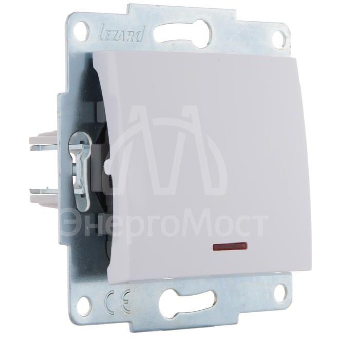 Механизм выключателя 1-кл. 1п СП Karina 10А IP20 с подсветкой бел. LEZARD 707-0288-111