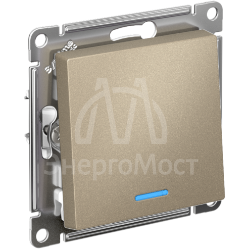 Механизм выключателя 1-кл. СП AtlasDesign 10А IP20 (сх. 1а) 10AX с подсветкой шампань SchE ATN000513