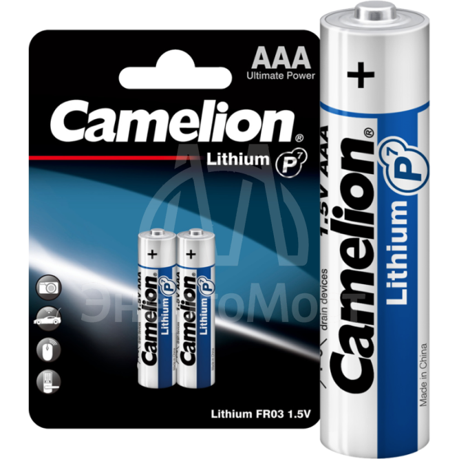 Элемент питания литиевый AAA/FR03 1.5В Lithium FR03-BP2 BL2 (уп.2шт) Camelion 15240