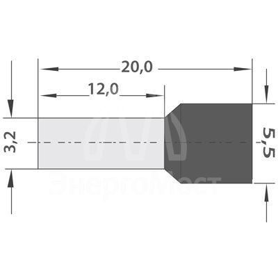 Наконечник штыревой втулочный изолир. (НШВИ F-18мм) 4кв.мм (СЕ040012grey) сер. REXANT 08-0822