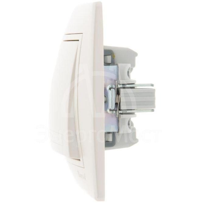 Выключатель 1-кл. СП Мира 10А IP20 со вставкой жемчуж./бел. перламутр LEZARD 701-3030-100