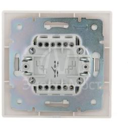 Выключатель 1-кл. СП Мира 10А IP20 со вставкой жемчуж./бел. перламутр LEZARD 701-3030-100
