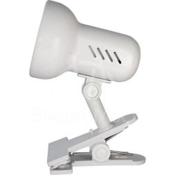 Светильник H-035 прищепка 220В 60Вт метал. бел. Camelion 7198