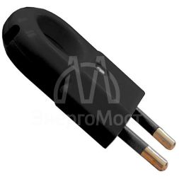 Вилка электрическая 6А 250В плоская с ушком без. заземл. черн. (еврослот) UNIVersal А1030