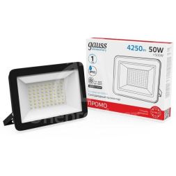 Прожектор светодиодный Elementary 50Вт 3510лм IP65 6500К черн. ПРОМО Gauss 613100350P
