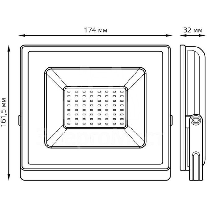 Прожектор светодиодный Elementary 50Вт IP65 6500К черн. Gauss 613100350