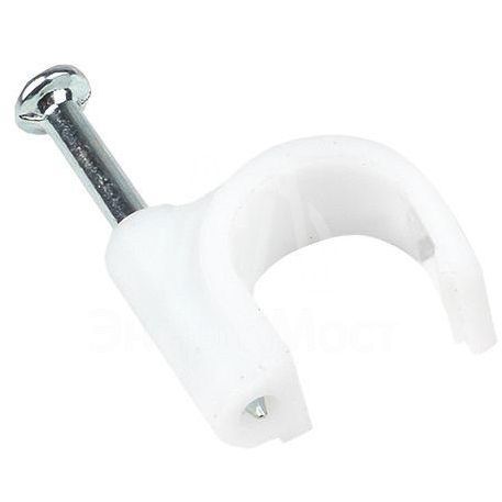 Скоба крепежная круглая с гвоздем d10мм пластик. (уп.50шт) EKF plcn-sr-10