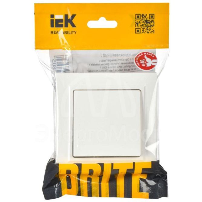 Выключатель 1-кл. СП BRITE ВСР10-1-0-БрБ 10А в сборе бел. IEK BR-V10-0-10-K01-F
