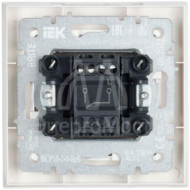 Выключатель 1-кл. СП BRITE ВСР10-1-0-БрБ 10А в сборе бел. IEK BR-V10-0-10-K01-F