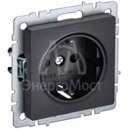 Розетка BRITE РС11-1-0-БрЧ 16А с заземл. без защ. шторки черн. IEK BR-R11-16-K02