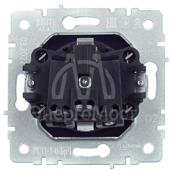 Розетка BRITE РС11-1-0-БрЧ 16А с заземл. без защ. шторки черн. IEK BR-R11-16-K02