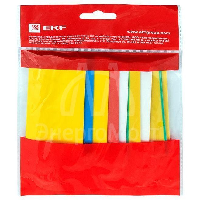 Набор трубок термоусадочных ТУТ нг тонкостен. 20/10 (7 цветов по 3шт 100мм) EKF tut-n-20