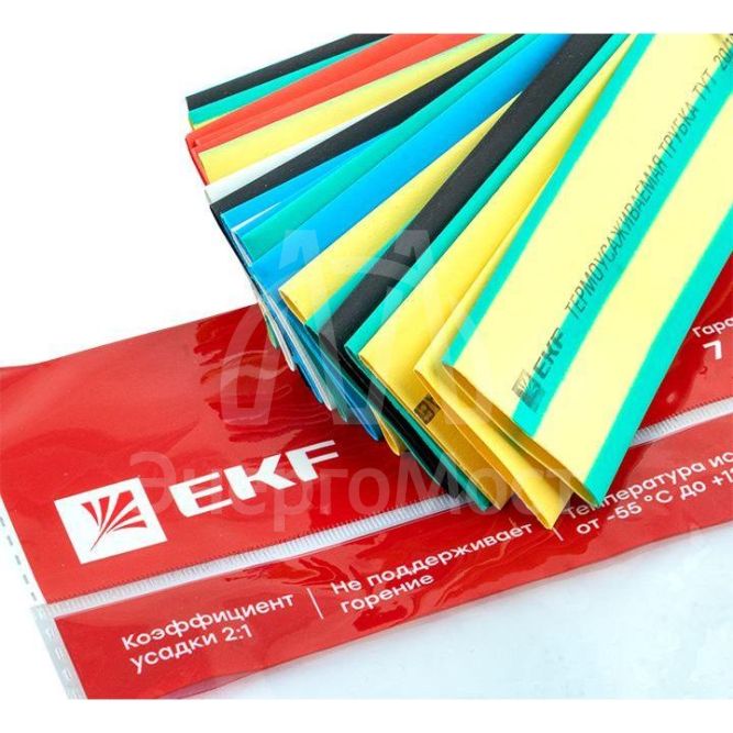 Набор трубок термоусадочных ТУТ нг тонкостен. 20/10 (7 цветов по 3шт 100мм) EKF tut-n-20
