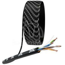 Кабель витая пара U/UTP кат.5E 4х2х24AWG solid CU PE Outdoor черн. (м) Эра Б0044431