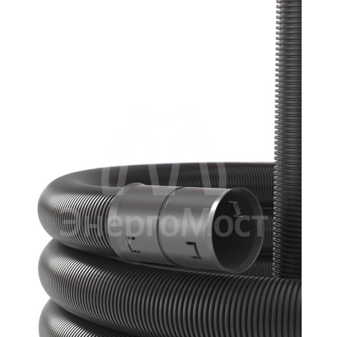 Труба гофрированная двустенная ПНД гибкая d110мм с протяжкой с муфтой для открытой прокладки стойкая к УФ SN8 ПВ-0 черн. (уп.50м) DKC 151911