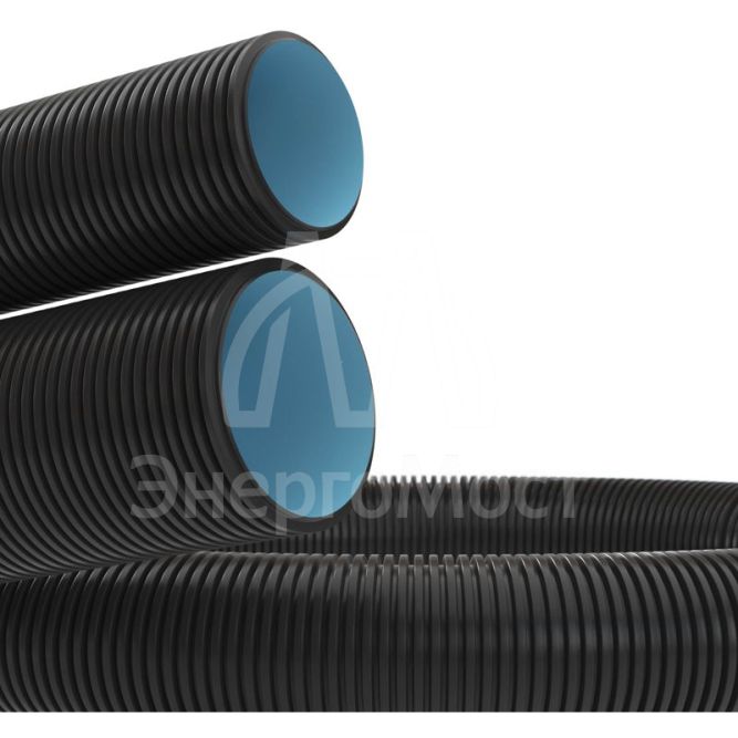 Труба гофрированная двустенная ПНД гибкая d110мм с протяжкой с муфтой для открытой прокладки стойкая к УФ SN8 ПВ-0 черн. (уп.50м) DKC 151911