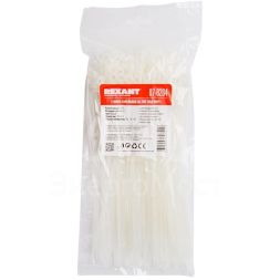 Хомут под винт 4.3х220 нейл. бел. (уп.100шт) Rexant 07-0204