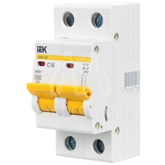Выключатель автоматический модульный 2п C 16А 4.5кА ВА47-29 IEK MVA20-2-016-C