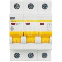 Выключатель автоматический модульный 3п C 16А 4.5кА ВА47-29 IEK MVA20-3-016-C