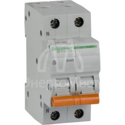 Выключатель автоматический модульный 2п (1P+N) C 63А 4.5кА BA63 Домовой SchE 11219