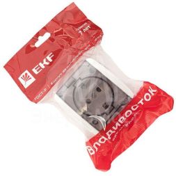 Розетка 1-м ОП Владивосток 16А IP54 с заземл. с прозр. крышкой бел. EKF EQR16-029-30-54-T