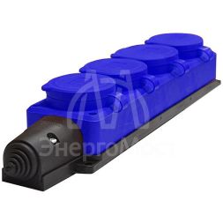 Колодка удлинителя 4-м Компакт 1ф с загл IP44 16А каучук син. UNIVersal 3045
