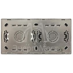 Блок Выключатель 2-клав. и розетка 1-местн с заземл. LETO платина горизонталь LEZARD 752-3500-170BKP