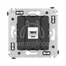 Розетка телефонная 1-м СП Avanti "Черный матовый" RJ12 без шторок механизм DKC 4412613