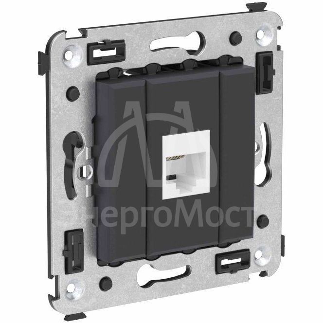 Розетка телефонная 1-м СП Avanti &amp;quot;Черный матовый&amp;quot; RJ12 без шторок механизм DKC 4412613