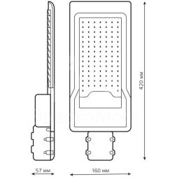 Светильник светодиодный Avenue 420х160х57 100Вт 5000К 10000лм IP65 190-250В уличный КСС &amp;quot;Ш&amp;quot; Gauss 629534300
