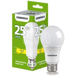 Лампа светодиодная A65 25Вт грушевидная 3000К E27 230В GENERICA LL-A65-25-230-30-E27-G