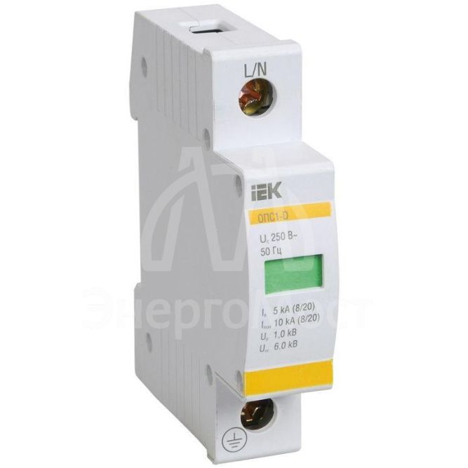 Ограничитель перенапряжения ОПС1-D 1P IEK MOP20-1-D