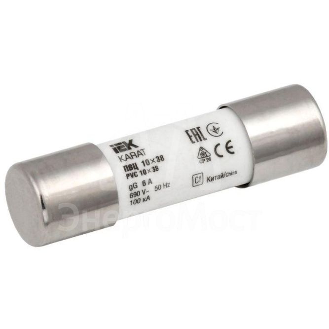 Вставка плавкая цилиндрическая ПВЦ 10х38 6А KARAT IEK MFL10-006