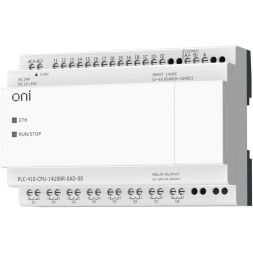 Модуль ЦПУ ПЛК 410 8 DI 6 UI (0-10В/DI) 8 RO 12В-24В DC или 24В AC с Ethernet портом без экрана ONI PLC-410-CPU-14U08R-0AD-00