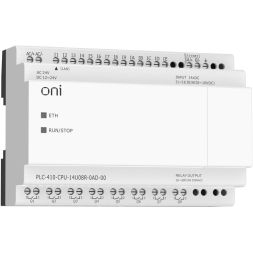 Модуль ЦПУ ПЛК 410 8 DI 6 UI (0-10В/DI) 8 RO 12В-24В DC или 24В AC с Ethernet портом без экрана ONI PLC-410-CPU-14U08R-0AD-00