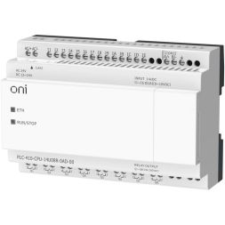 Модуль ЦПУ ПЛК 410 8 DI 6 UI (0-10В/DI) 8 RO 12В-24В DC или 24В AC с Ethernet портом без экрана ONI PLC-410-CPU-14U08R-0AD-00