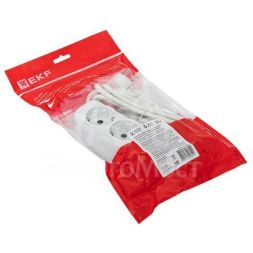 Удлинитель 2х3м с заземл. 16А IP20 Эксперт 3.0кВт ПВС 3х1 EKF UBA16-310-2-03