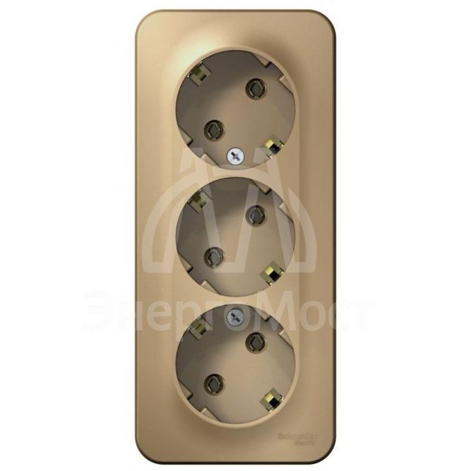 Розетка 3-м ОП BLANCA 16А 250В без шторок с заземл. изол. пласт. титан SchE BLNRA010314