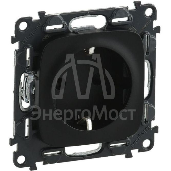 Механизм розетки 1-м СП Valena Allure 16А IP2X 250В 2P+E безвинт. клеммы с лицев. панелью антрацит Leg 753931