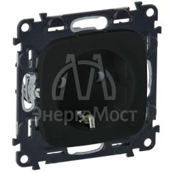 Механизм розетки 1-м СП Valena Allure 16А IP2X 250В 2P+E безвинт. клеммы с лицев. панелью антрацит Leg 753931